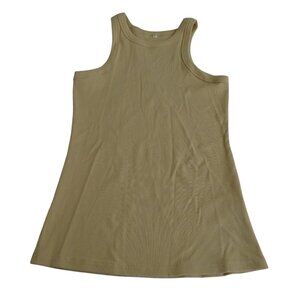 Tan Ribbed Tank Top Women Size L Sleeveless Casual Summer Vacay